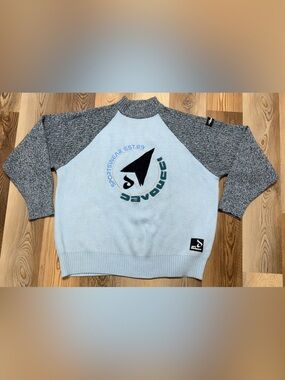 Vintage Davoucci Sportswear Knit Sweater Mens 3XL Blue Grey Raglan 90s Hip Hop